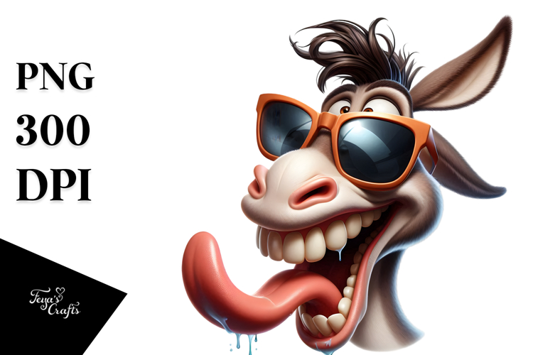 Exaggerated Goofy Cartoon Donkey PNG example image 1