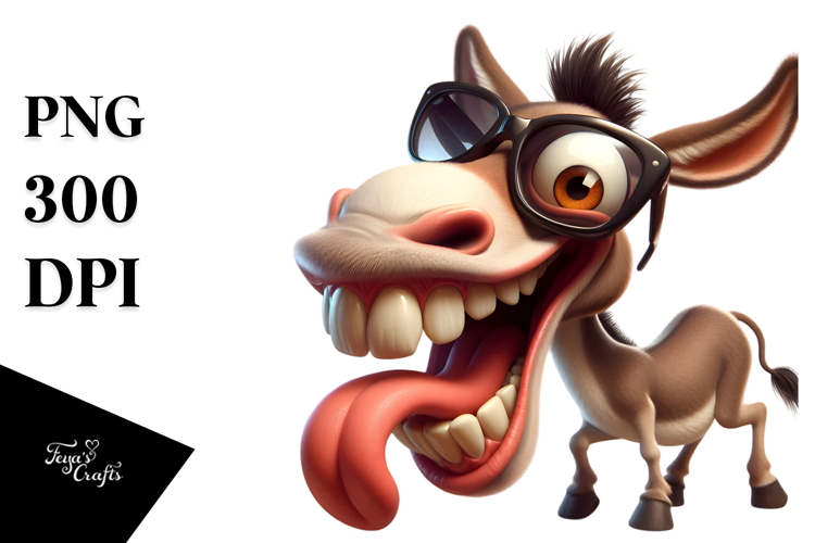 Exaggerated Goofy Cartoon Donkey PNG