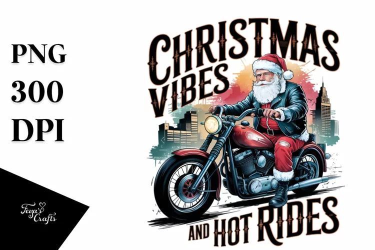 Santa on a Bike PNG Clipart T-shirt Design