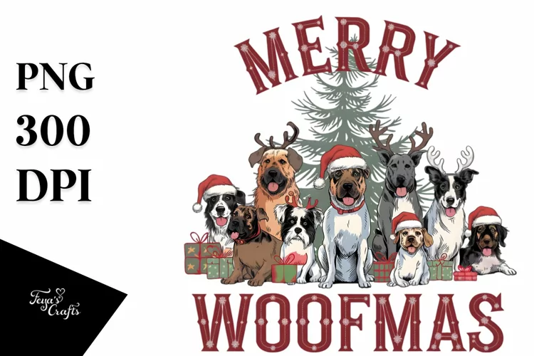 Merry Woofmas Clipart |Tshirt Design