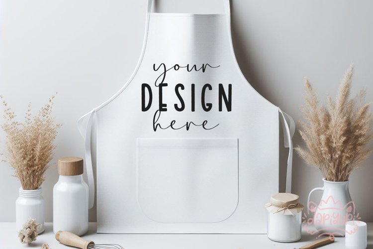 White Apron Mockup | Chef apron | Black Culinary Cloth Apron