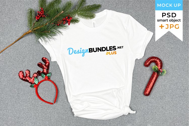Christmas t-shirt mockup | Christmas bella canvas mockup example image 1