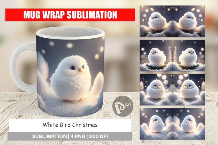 Mug sublimation design White Bird Christmas