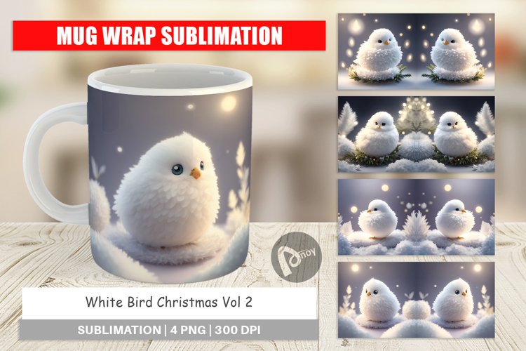 Mug sublimation design White Bird Christmas