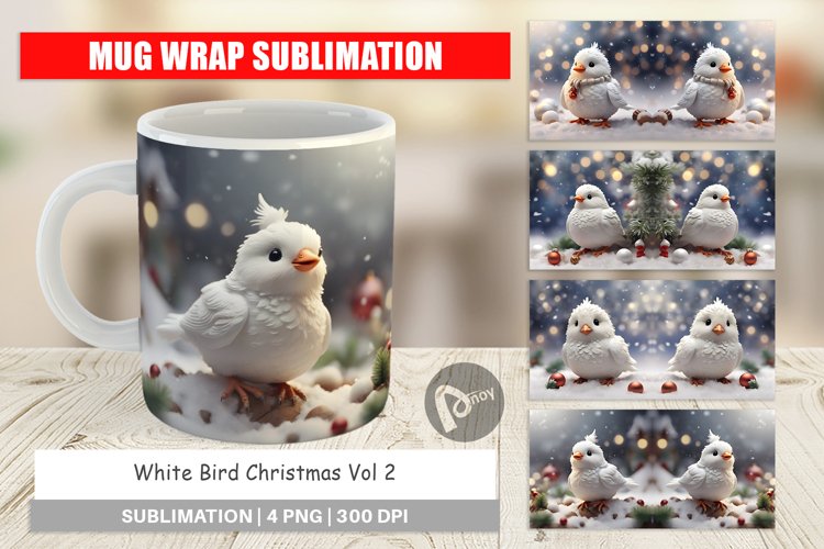 Mug sublimation design White Bird Christmas