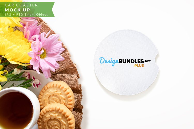 Round Neoprene Car Coaster Sublimation Mock up example image 1