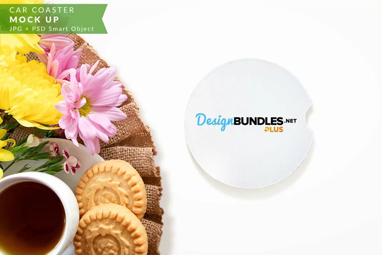 Round Neoprene Car Coaster Sublimation Mock up