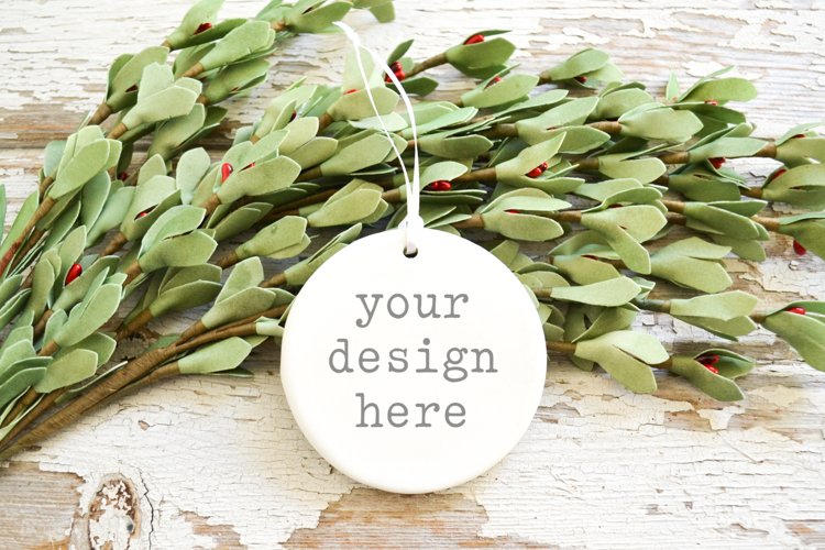 Christmas Ceramic Ornament Mockup| Add SVG Sublimation