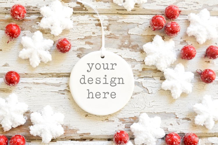Christmas Ceramic Ornament Mockup| Add SVG Sublimation