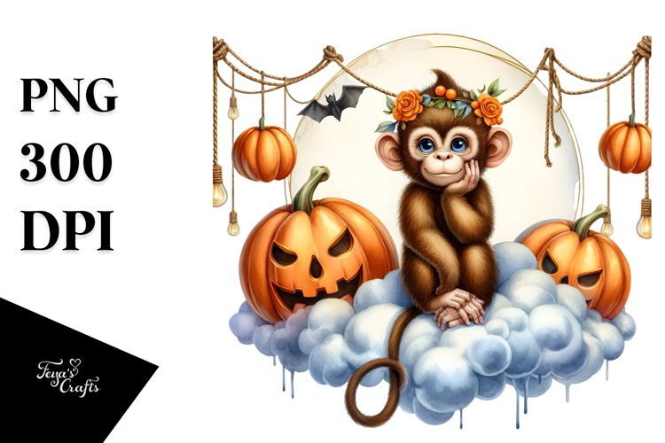 Monkey in Halloween Costume PNG