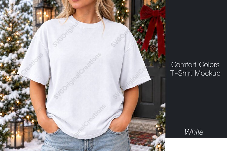 Comfort Colors 1717 t-shirt mockup - White Color example image 1