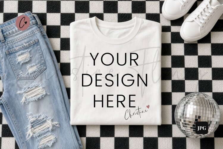 New Years White Shirt Mockup Flatlay example image 1