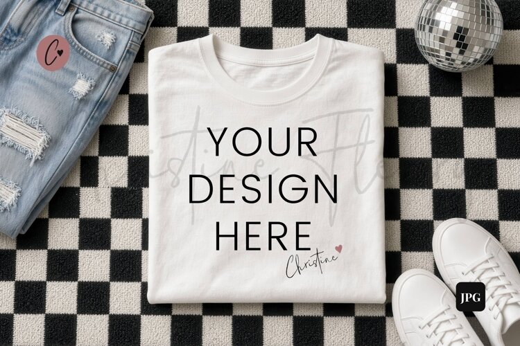 New Years White Shirt Mockup Flatlay example image 1