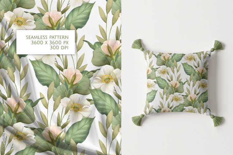 White Floral Seamless Pattern