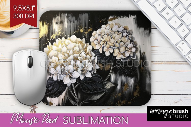 White Flowers Mouse Pad Sublimation - Floral Mousepad PNG