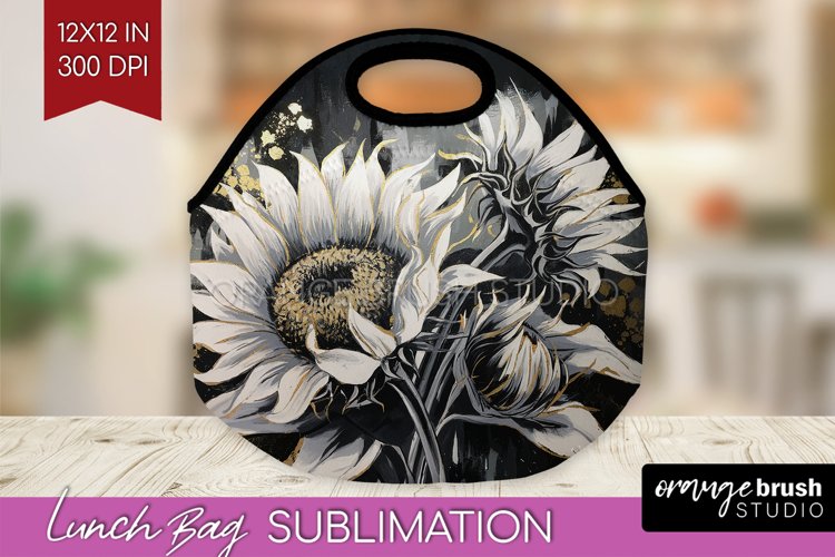 White Flowers Lunch Bag - Floral Lunch Bug PNG Sublimation