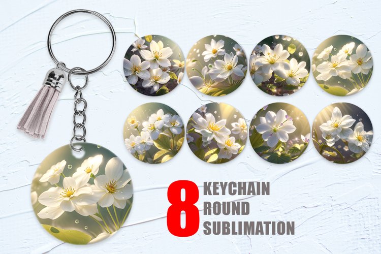 Keychain White Flowers Background | Keyring