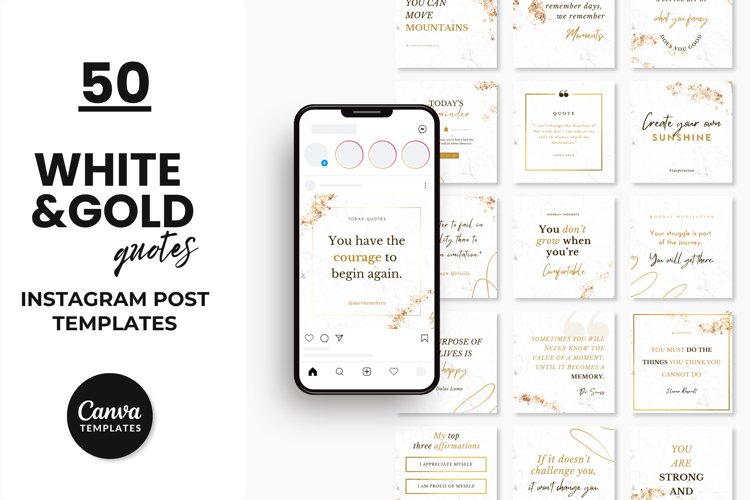 White & Gold Instagram Post Quotes Templates