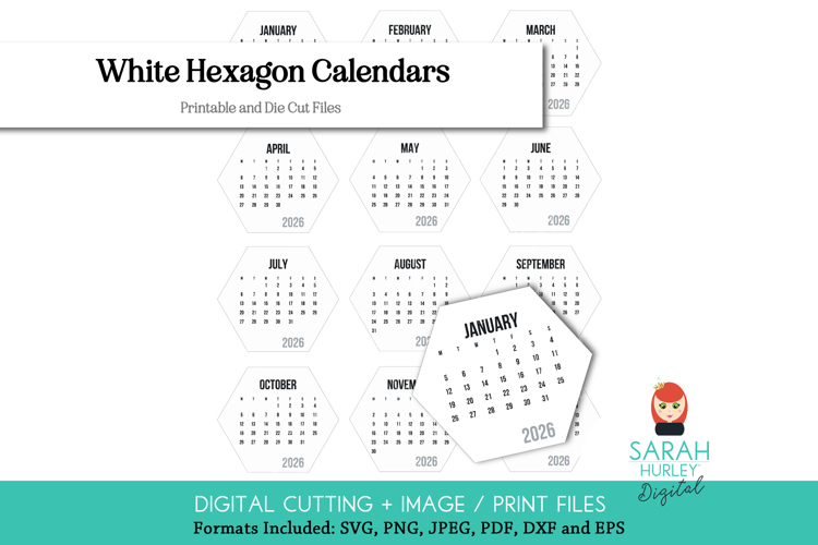 2026 White Hexagon Calendars Bundle by Sarah Hurley