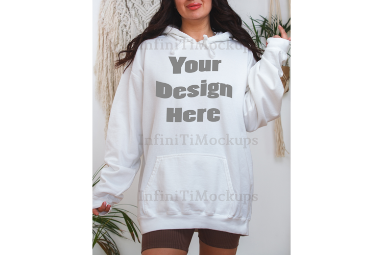 White hoodie mockup Comfort Colors 1567