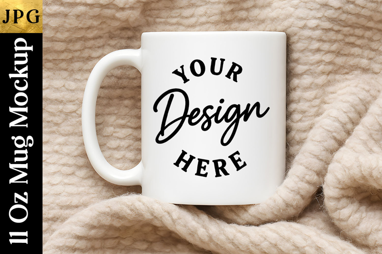White Mug Mockup JPG | Coffee Cup Flat Lay
