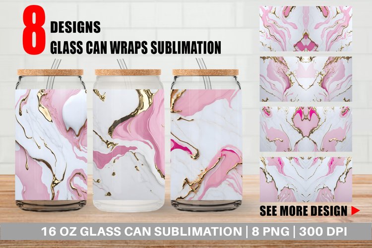 Pink Liquid Marble Glass Can Wraps example image 1