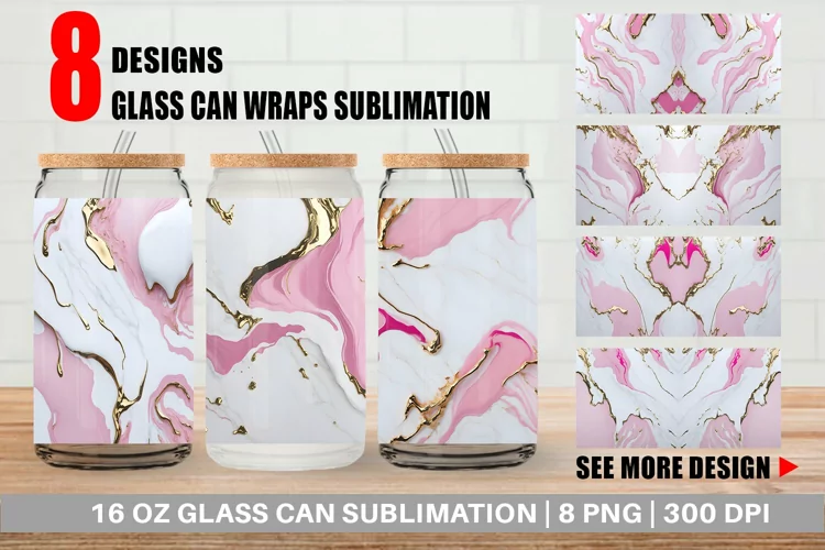 Pink Liquid Marble Glass Can Wraps