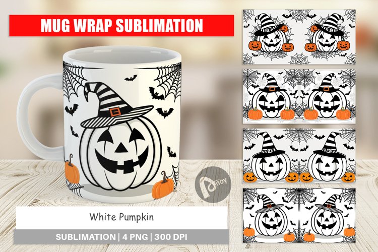 Mug Wrap Design White Pumpkin