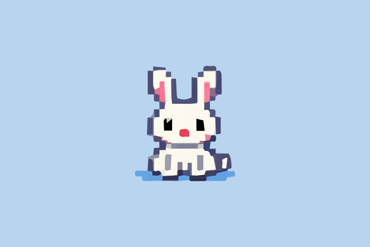 White Rabbit Pixel Art Design Vector