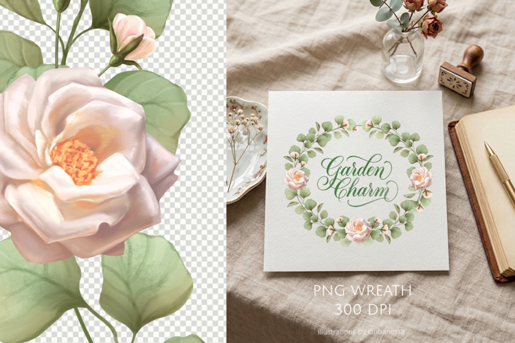 White Rose Floral Wreath