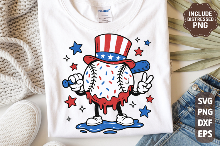 Baseball Drip 4th of July SVG PNG | Boys 4th of July Shirt