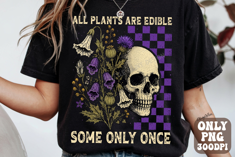 Boho Floral Halloween PNG, Funny Fall Png Gothic Plant Lover example image 1
