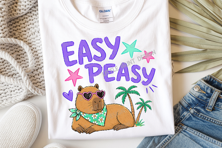 Easy Peasy Capybara PNG | Funny Capybara Shirt Design