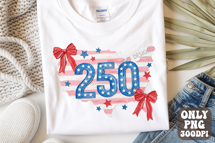 USA Map Preppy 4th Of July Flag Png, 250 Years of Freedom