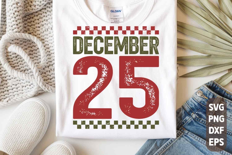 Christmas Varsity SVG PNG Distressed December 25 Png Design
