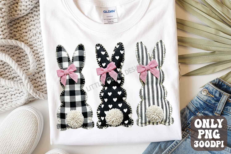 Checkered Patchwork Easter Bunny Png, Coquette Easter Bunny