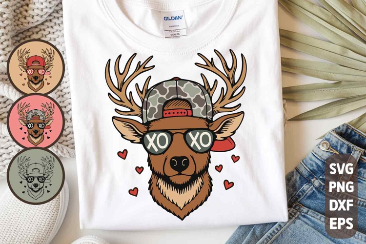 Valentine Buck Camo SVG PNG | Boys Valentines Deer Camo Cap