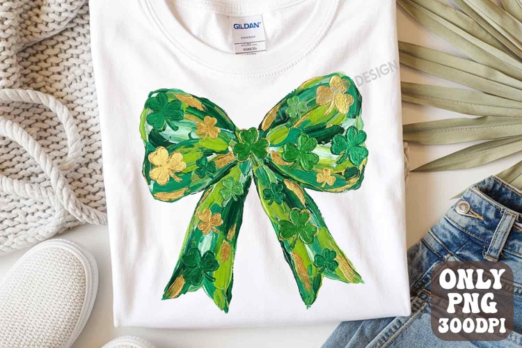 St Patricks Day Coquette Bow PNG | St Pattys Day Brushstroke