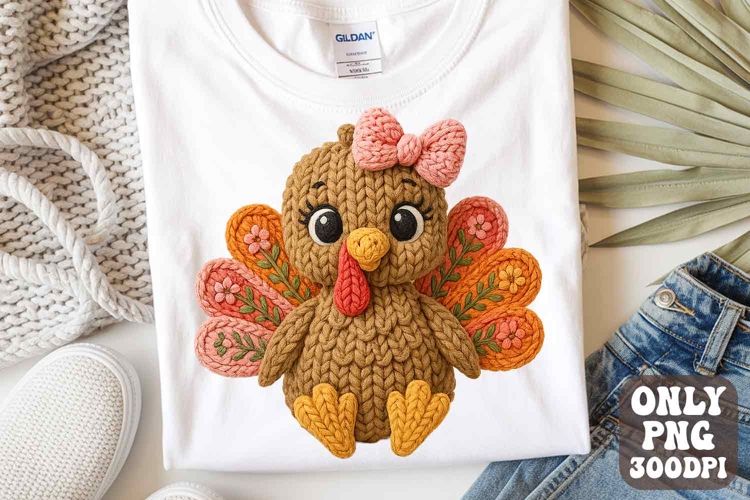 Fall Thanksgiving PNG | Latch Hook Yarn Crochet Turkey Girl