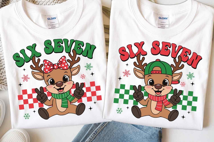 Christmas Six Seven Reindeer SVG PNG Funny Reindeer Boy Girl