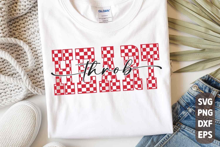 Checkered Valentine Heart Throb SVG PNG | Boy Valentine Gift