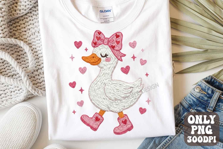 Patchwork Easter Silly Goose Png, Coquette Bow Goose Png