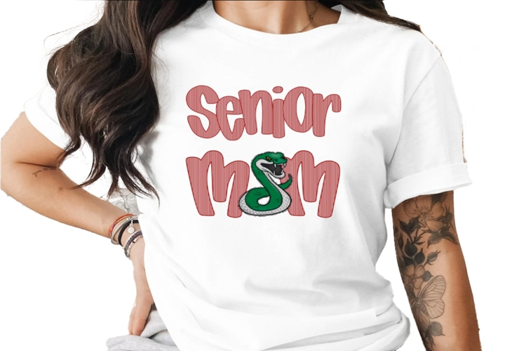 Senior Mom Seersucker Mascot Rattlers Green DTF DTG Sublima