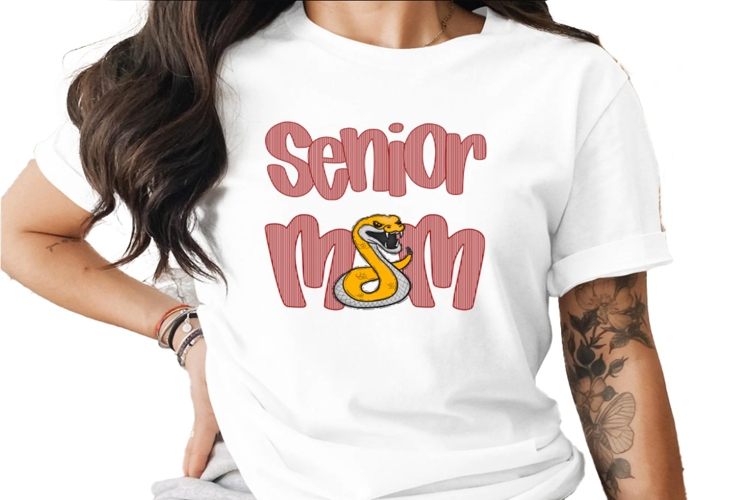 Senior Mom Seersucker Mascot Rattlers Yellow DTF DTG Sublima