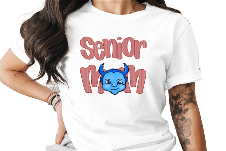 Senior Mom Seersucker Mascot Blue Devils DTF DTG Sublimation