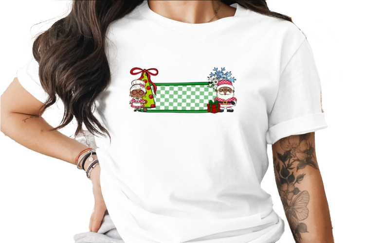 Name Plate Green Christmas Santa Mrs Claus Sublimation Clip