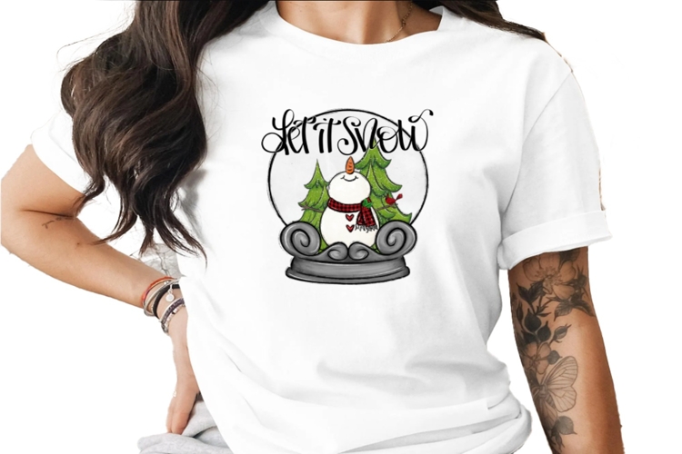 Let it Snow Snow Globe Digital Design, Winter PNG Clipart, H
