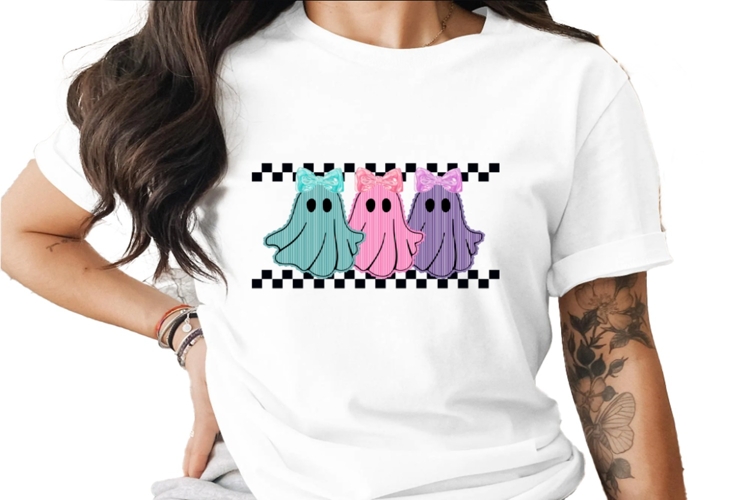 Seersucker Preppy Ghosts Bow Sublimation PNG