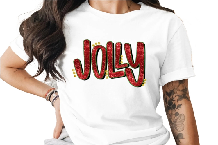 Jolly red sequin gold glitter Sublimation PNG
