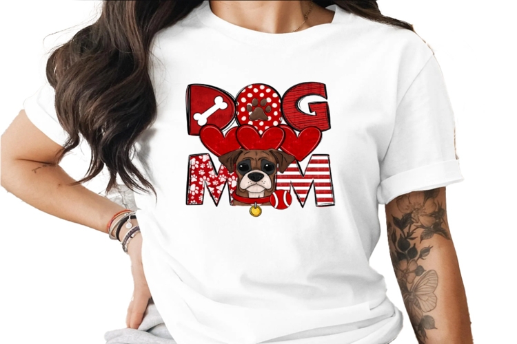 Dog Mom Boxer Digital, Dog Lover Design, Pet Owner Art, Cute